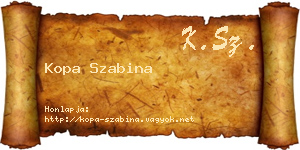 Kopa Szabina névjegykártya